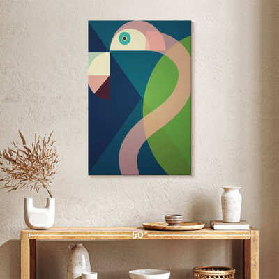 Ashelle Mid Century Geo Abstract Flamingo