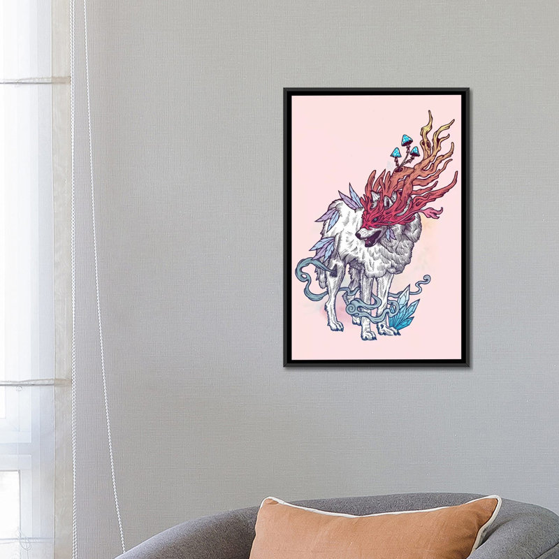 « rites loup », impression sur toile, H 26 po x l 18 po x P 1,5 po, Toile avec cadre noir, Pas de tapis