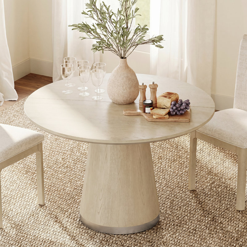 43" Round Dining Table With Pedestal Base, Biscotti