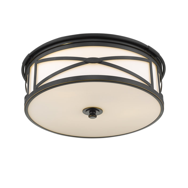 Plafonnier encastré 3 lumières bronze foncé avec abat-jour , H 6,5 po x l 14,6 po x P 14,6 po