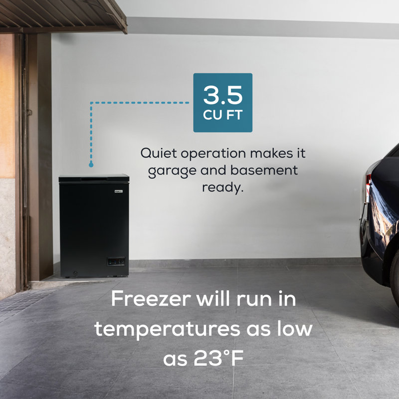 Igloo 3.5 cu. ft. Garage Ready Chest Freezer with Adjustable Temperature Controls, Black