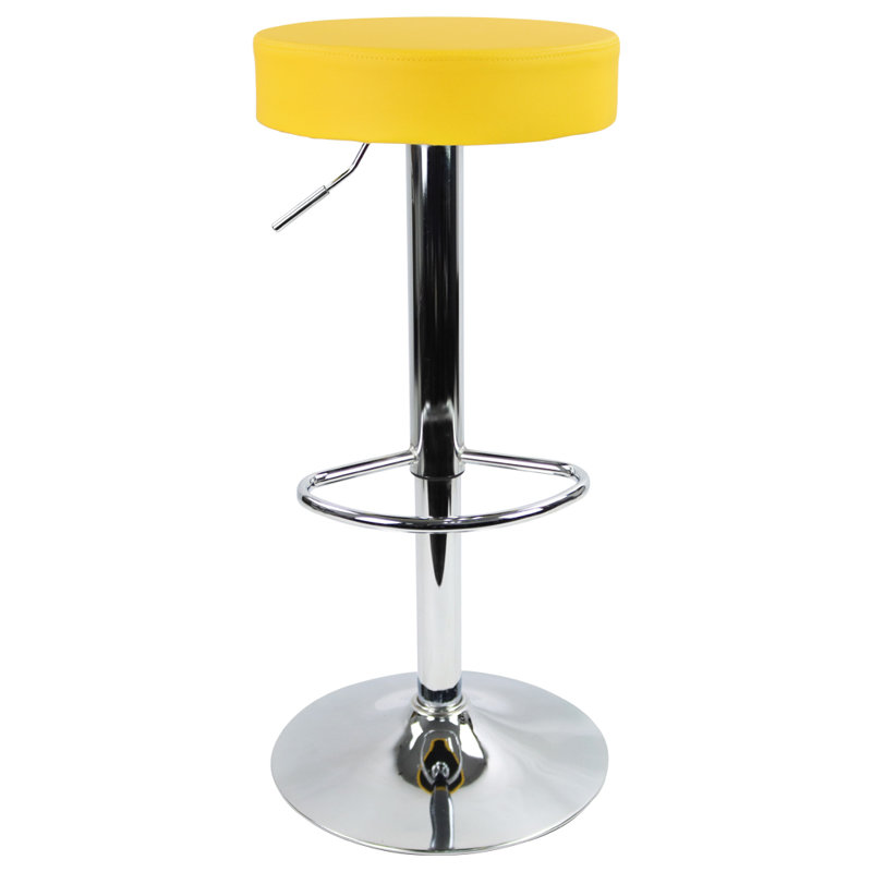 Aavi Swivel Upholstered Adjustable Height Counter Stool, Yellow