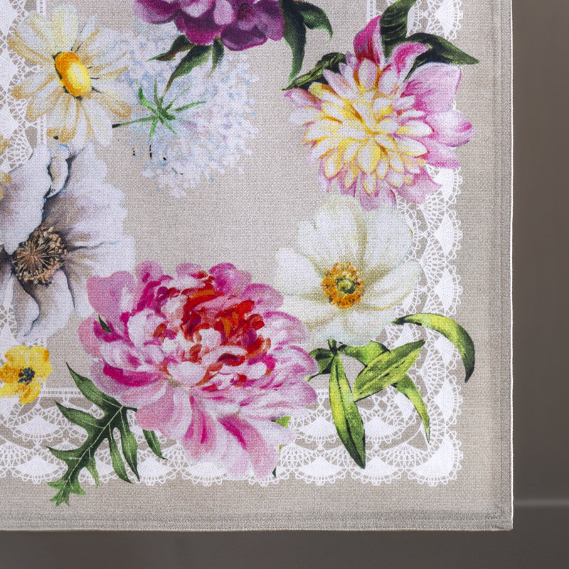 Floral 100% Cotton Table Runner, 72" L x 14.5" W
