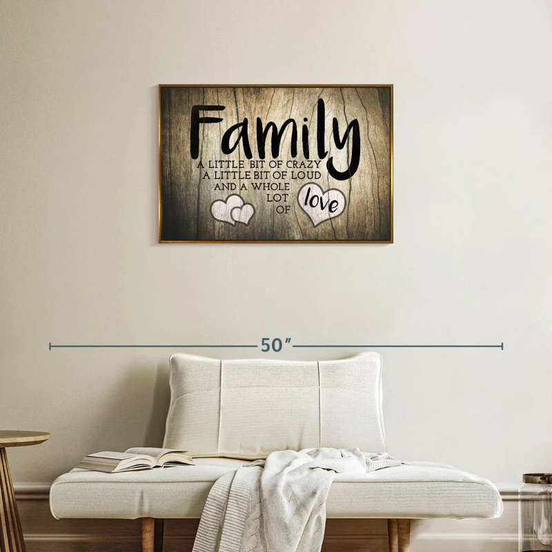 Plaque murale "Family Love", Cadre flottant doré, 31 po x 21 po