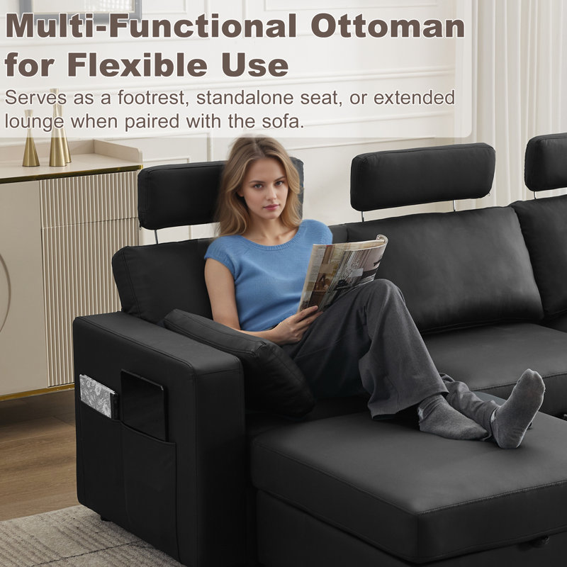 Upholstered Sofa, Black Chenille