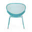 Chaise élégante en fer bleu sarcelle - Assise en maille, 65,5 cm de profondeur x 86,7 cm de hauteur, pour l'extérieur, style rétro ludique, structure, H Room
