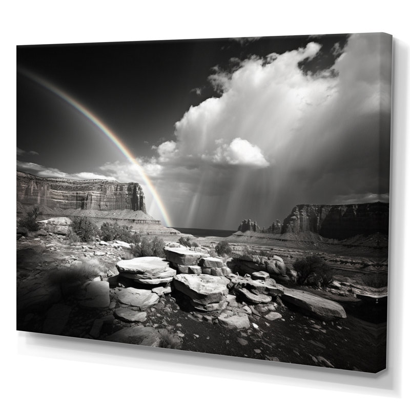 Paysage prisme arc-en-ciel monochrome sur toile, H 16 po x l 32 po x P 1 po, Toile tendue