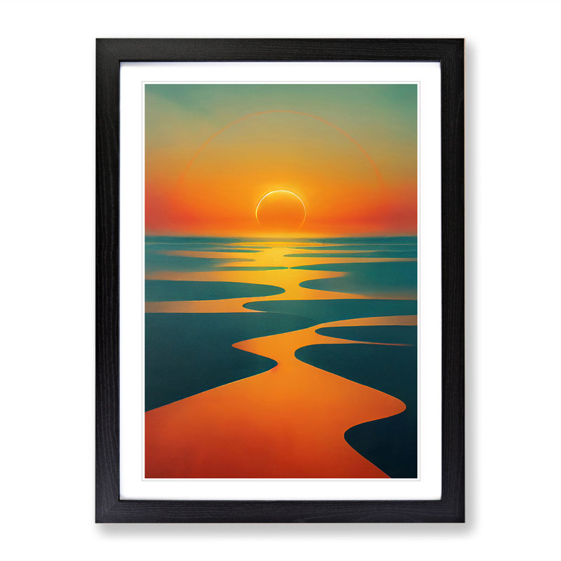 Bold Sunset View - Framed Print, 34cm H x 25cm W x 2cm D, Black