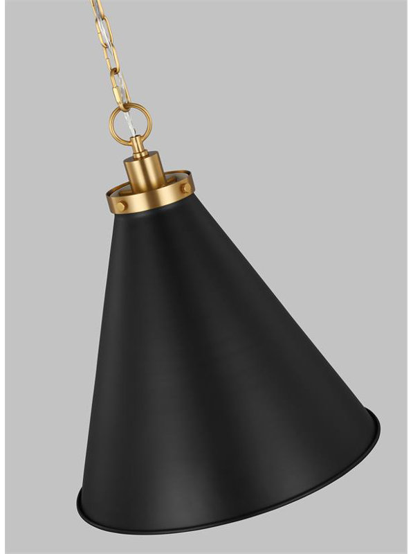 Wellfleet 1 - Light Pendant, Burnished Brass, Midnight Black, 22.625" H x 19.5" W x 19.5" D