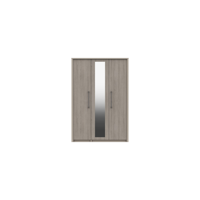 Wyman 3 Door Manufactured Wood Wardrobe, Fired Earth/Grey Oak
