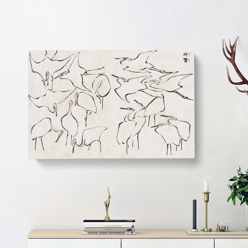 Cranes by Katsushika Hokusai - Wrapped Canvas, 40cm H x 60cm W x 3cm D