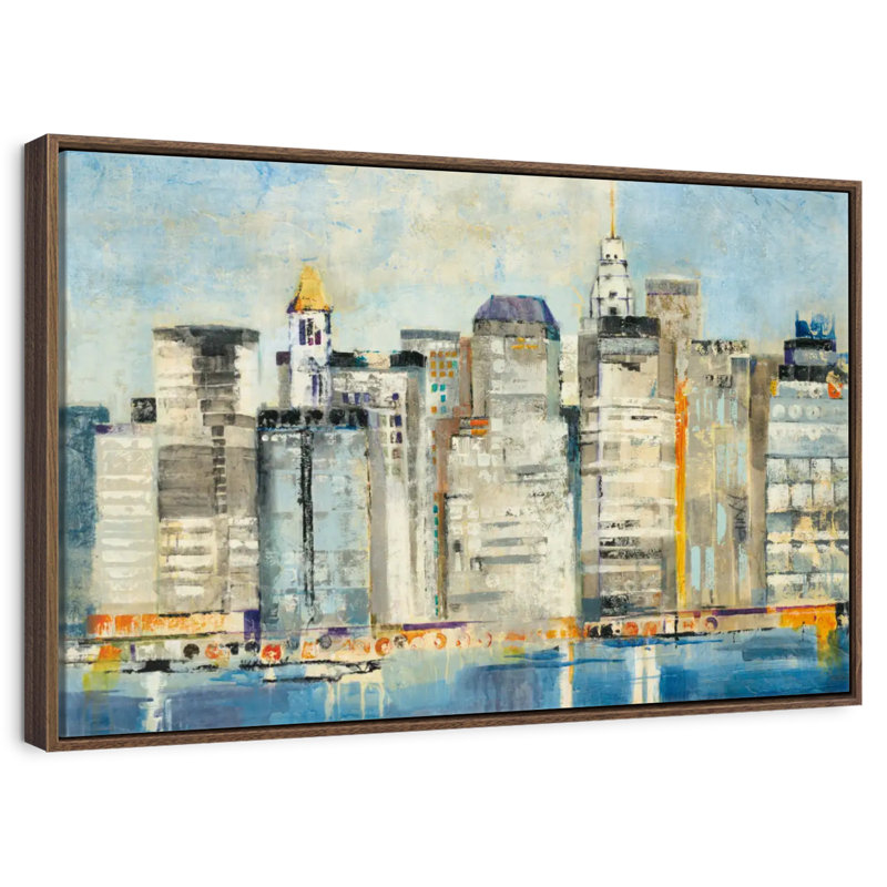 Horizon au bord de l'eau, Cadre flottant noyer, 40 po x 27 po
