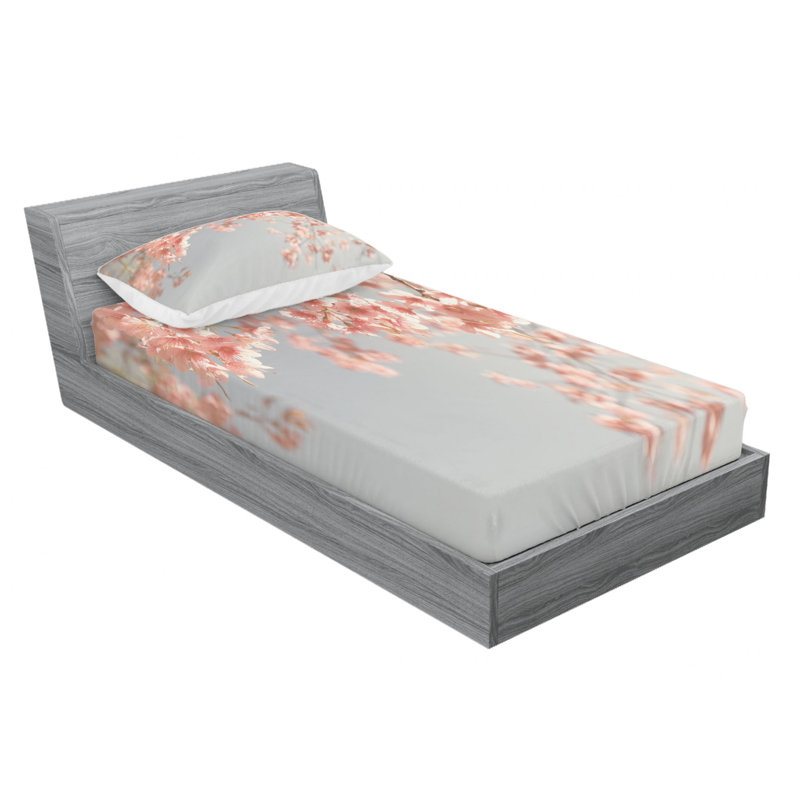 Microfiber Floral Sheet Set, Twin Sheet Set with Fitted Sheet