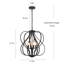 Lustre géométrique unique de 17,3 po à 4 lumières en noir mat pour vestibule de chambre à coucher