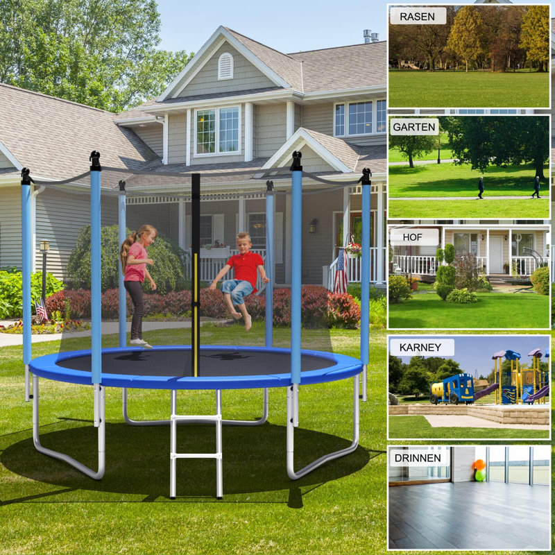 McFall 243.84cm D Octagon with Safety Enclosure Backyard Above Ground Trampoline