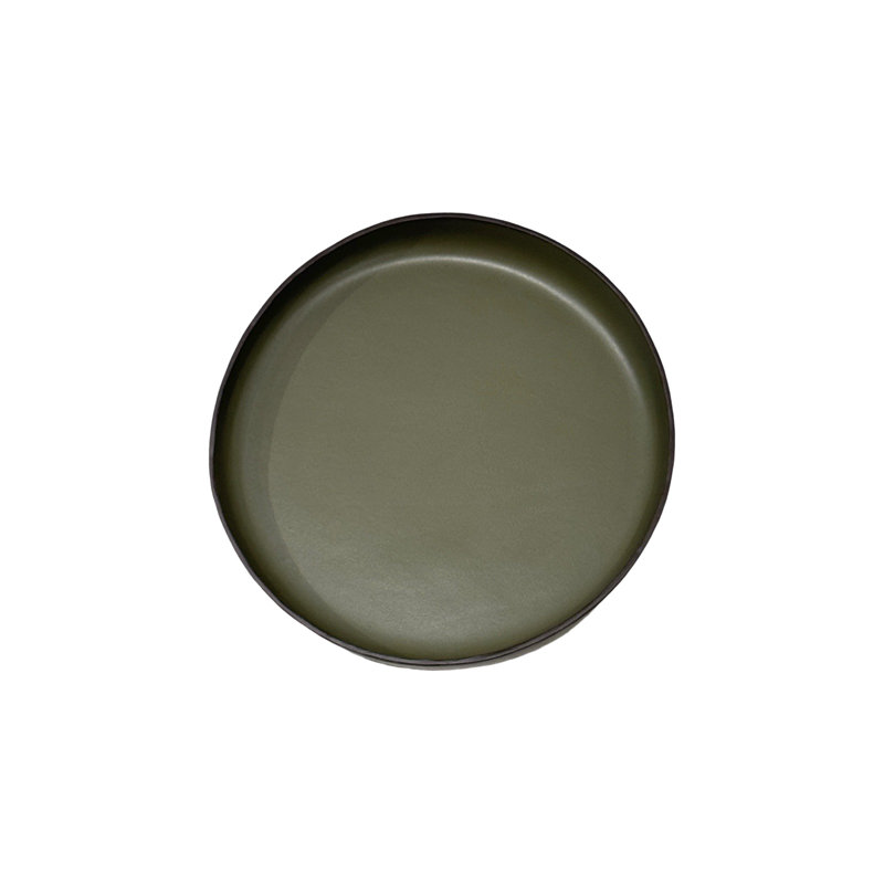 SOUTH AMERICAN Leather / Faux Leather Tray, 1" H x 11" W x 11" D, Olive Green Leather