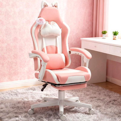 Fauteuil de jeu, avec repose-pieds, fauteuil de jeu de course, appui-tête et support lombaire pour la maison et le bureau