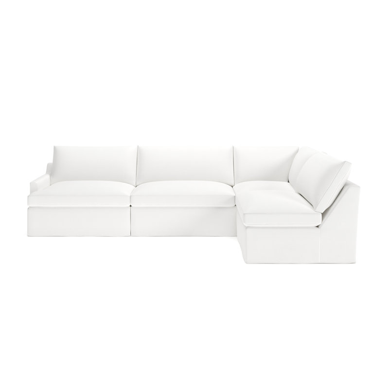 Canapé modulaire 4 pièces Wrenley, Toile blanc cassé Bayou, Orienté à droite