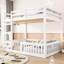 Lit superposé double blanc avec garde-corps, lattes en bois massif pour le soutien du matelas, grande capacité de poids, lit de style chambre à coucher, fabrication en pin, configuration familiale peu encombrante-130428237