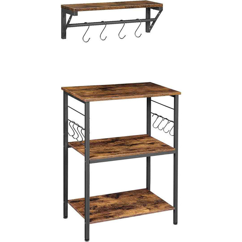 17 Stories Bakers Rack with Floating Shelf, Microwave Stand with