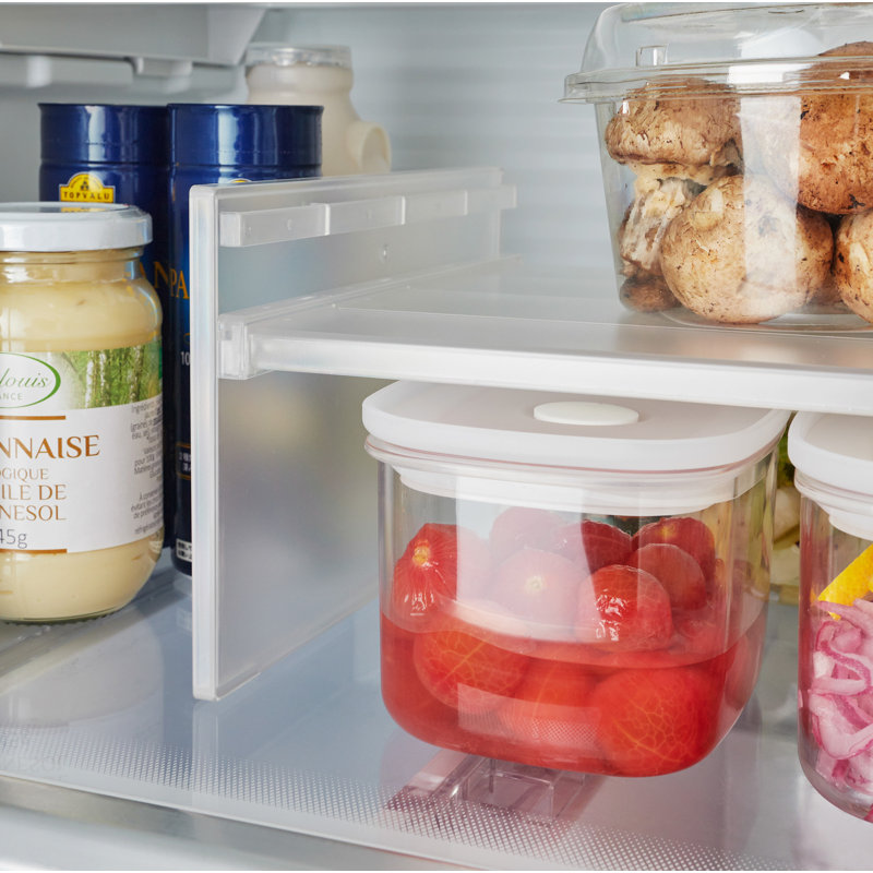 Yamazaki Home Expandable Refrigerator Riser Shelf, Plastic, Expandable, White