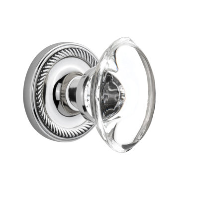 Rope Rosette with Oval Clear Crystal Door Knob