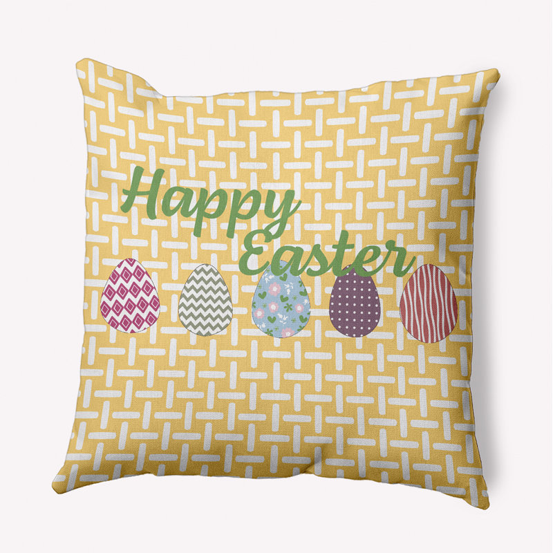 Outdoor Reversible Throw Pillow, 16" x 16", Daffodil Yellow