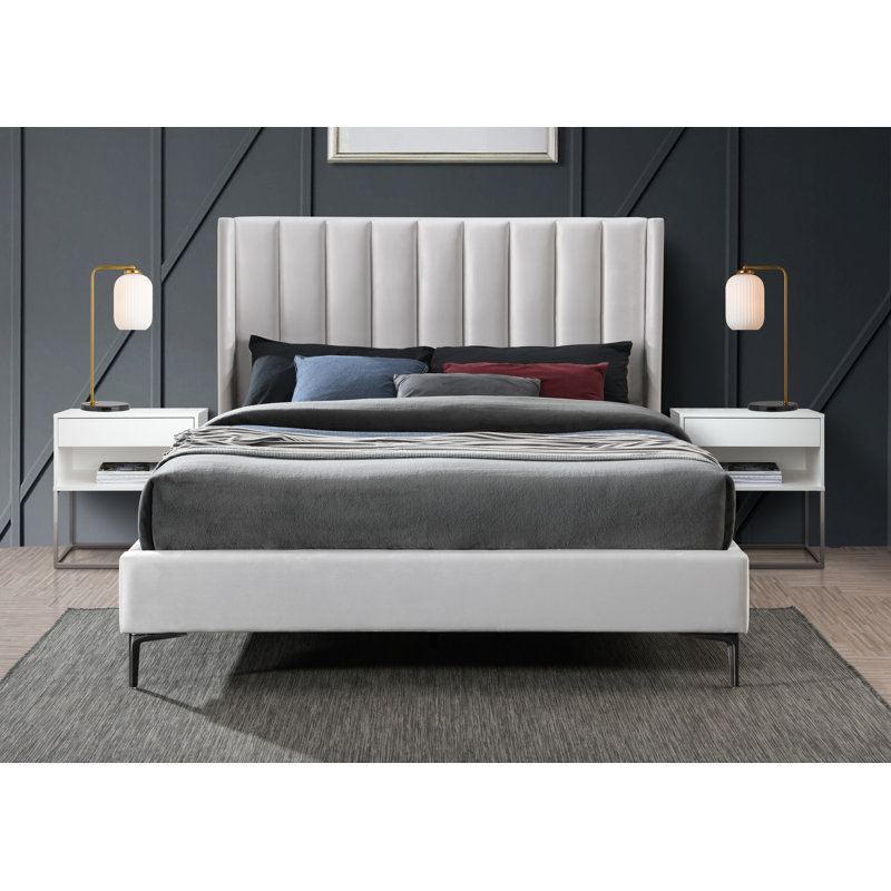Nadia Velvet Bed, Cream Velvet, King