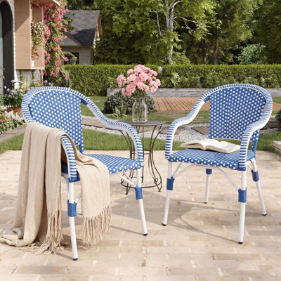 Chaises de bistro d'extérieur résistantes aux intempéries avec cadre en aluminium PP (ensemble de 2) pour porche, jardin, cour et café