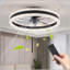 Ventilateur de plafond à DEL à double anneau de luxe de 20 pouces avec lumière - Design encastré moderne, pales cachées, éclairage à intensité variable et télécommande, ventilateur silencieux à profil bas pour chambre à coucher, salon (noir)-608749700