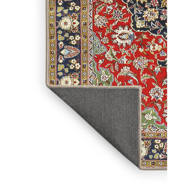 Tapis rouge/vert traditionnel Estrid, Rectangle 2 pi x 3 pi