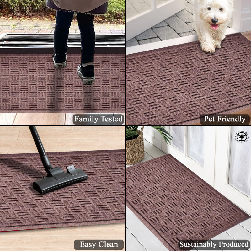 Ocossio Indoor/Outdoor Non-Slip Heavy-Duty Polypropylene Doormat with Rubber Backing – Criss Cross Design, 24" W x 36" L