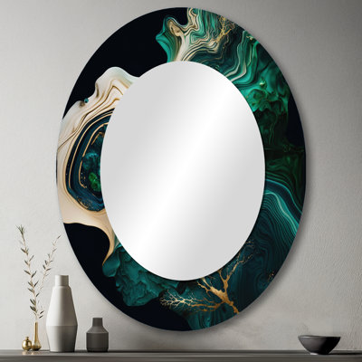 Abstrait géométrique en marbre I - miroir mural ovale vert