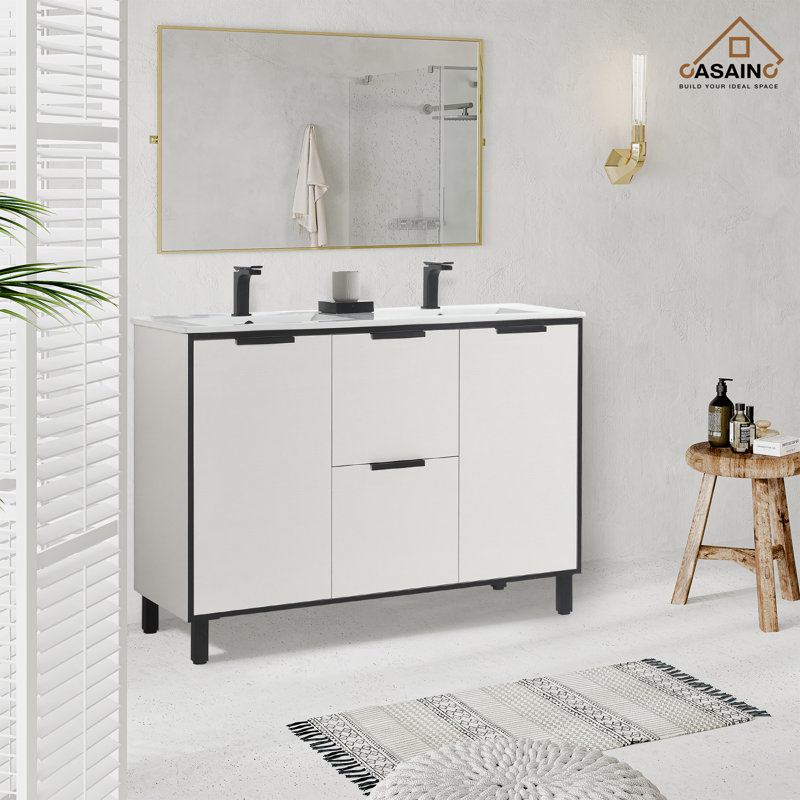 Ensemble de meuble-lavabo double 48 po Dajuon, Blanc