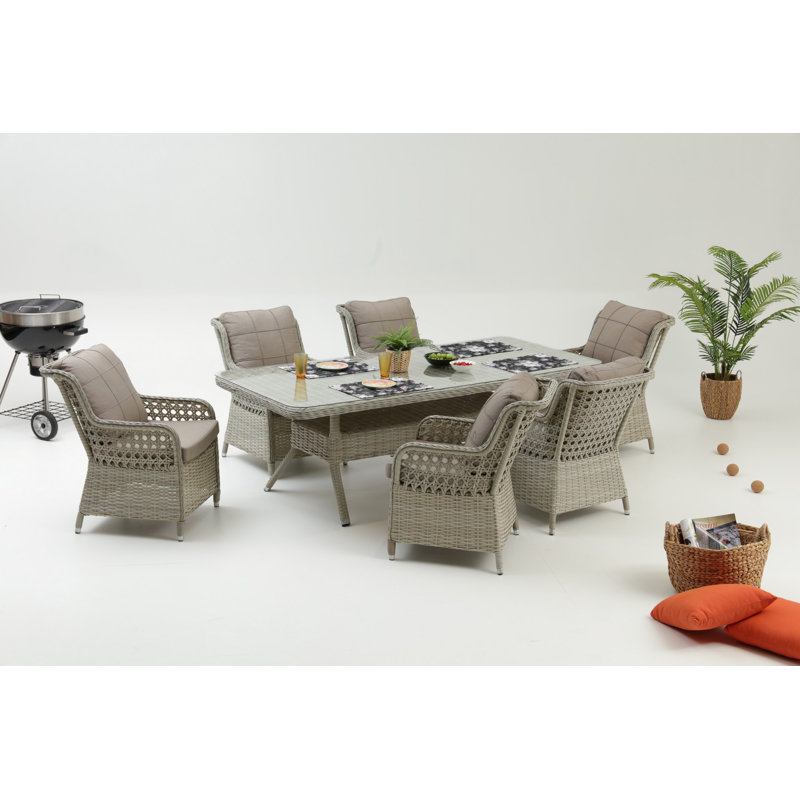 Divona 6 - Person Patio Dining Set with Rectangular Table