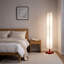 Lampe sur pied minimaliste avec abat-jour en tissu plissé et base en bois massif