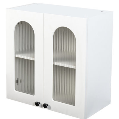Armoire suspendue à porte vitrée cintrée pour cuisine ou corridor - Spacieuse et polyvalente, largeur d'emballage de 15,55 pouces, solution de rangement murale polyvalente pour salle de bain.