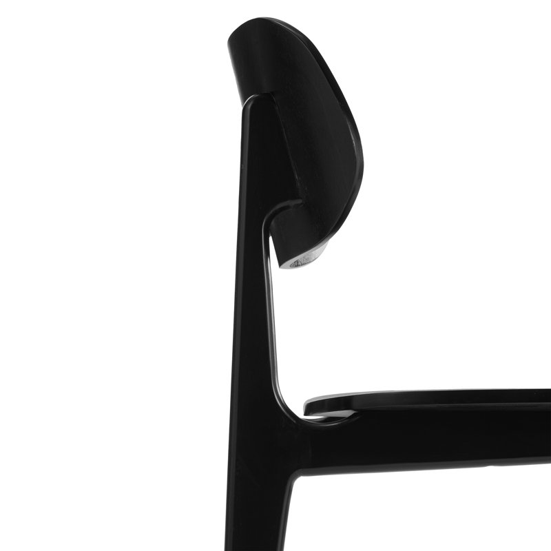 Chaise de salle à manger commerciale en bois massif avec dossier incurvé, Noir, 1