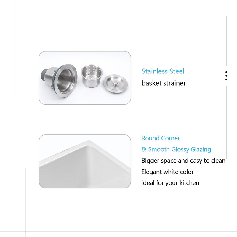 Évier de cuisine à simple cuve en céramique à tablier frontal en céramique blanche L 24 po x l 19 po