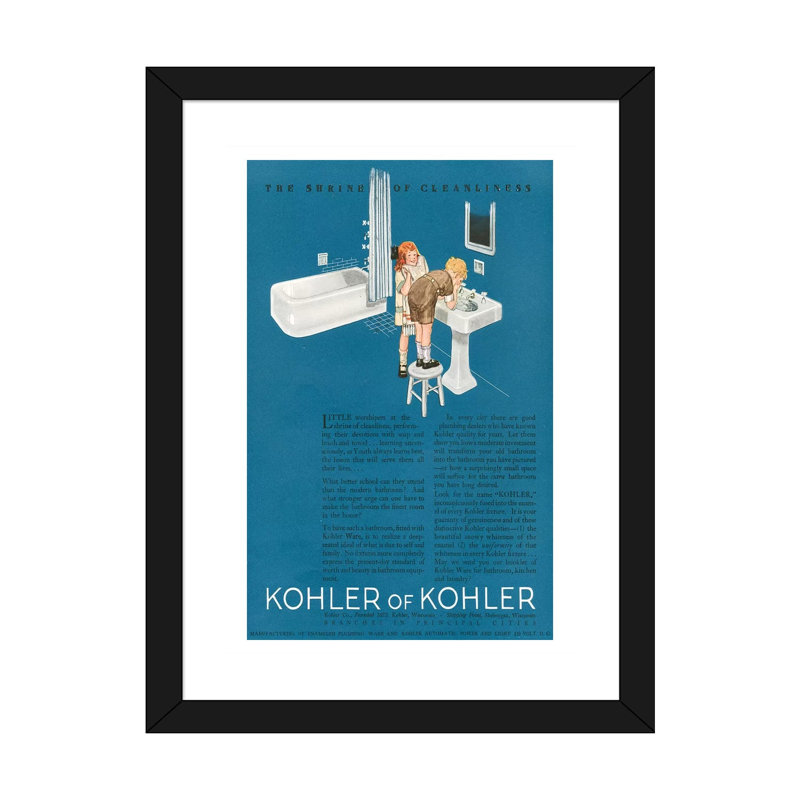 «1923 Kohler», affiche de magazine - reproduction d'art textuel, H 24 po x l 16 po x P 1 po, Papier encadré noir