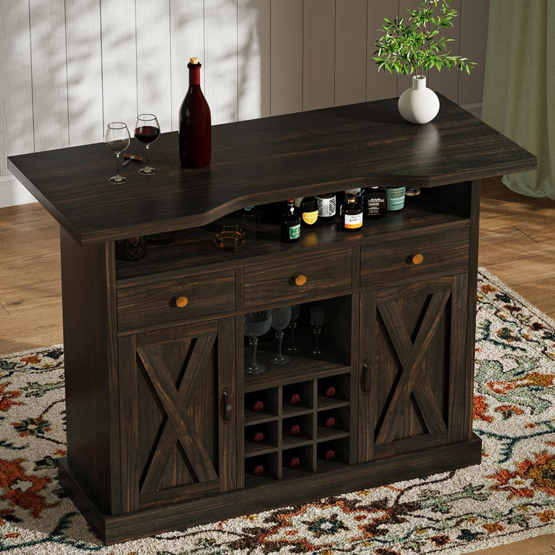 Abrianna 52" Bar Cabinet, Brown/Brown