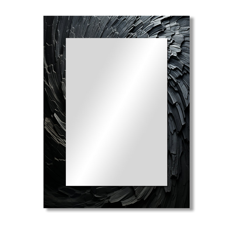 Black Spiraling fractal sprial - Abstract Spirals Decorative Mirror, Modern Wall Mirror, Printed Metal Art, 40" x 30"