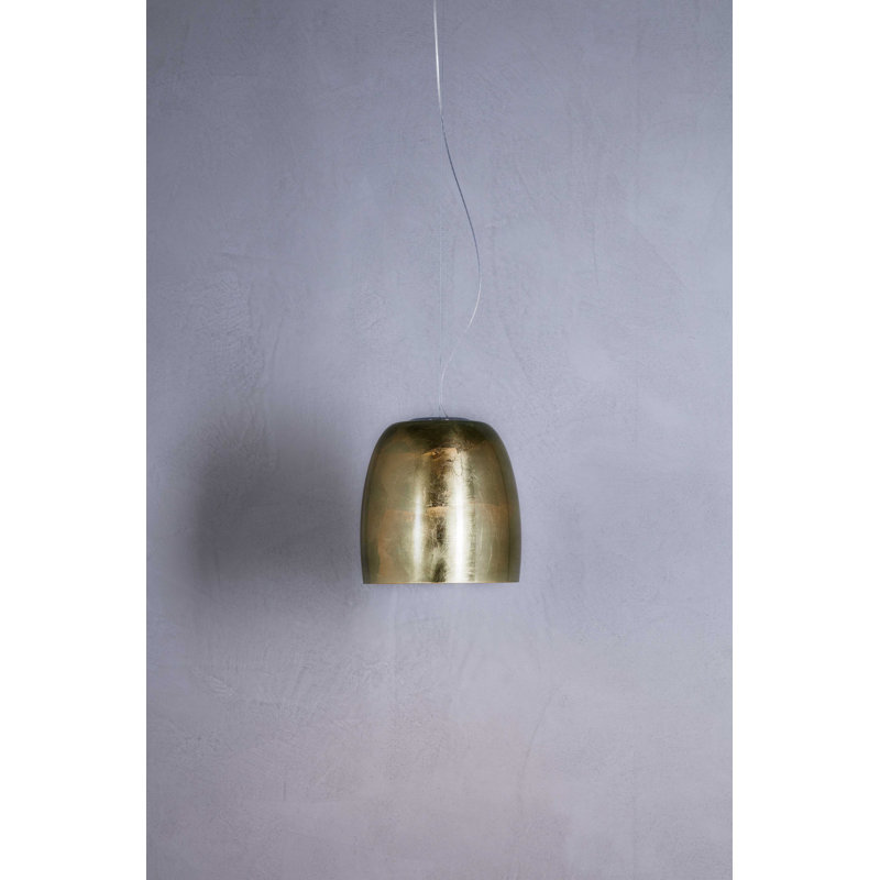 1 - Light Matt White Dome Pendant, Golden Leaf, 200cm H x 30cm W x 30cm D
