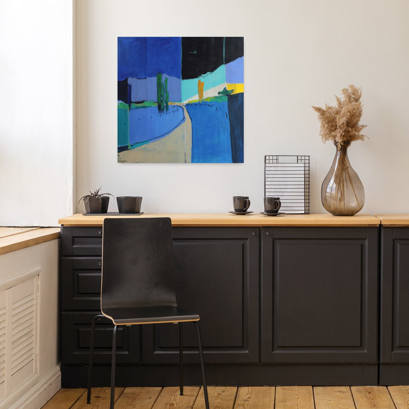Paysage d'art abstrait contemporain, H 18 po x l 18 po