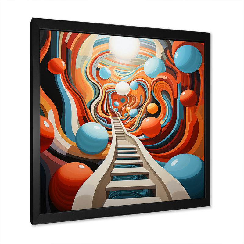 Colourful Op Art Surrealism III - Abstract Canvas Art Print, H 24 po x l 24 po x P 1 po, Cadre simple noir