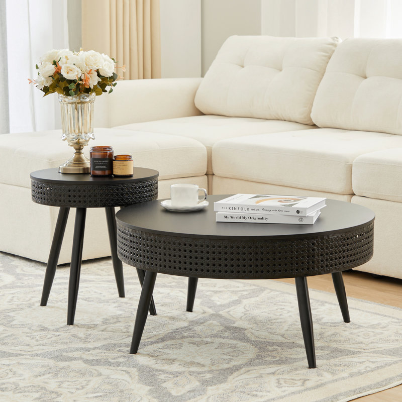 Miroslava 2-Piece Living Room Coffee Table Set, Black