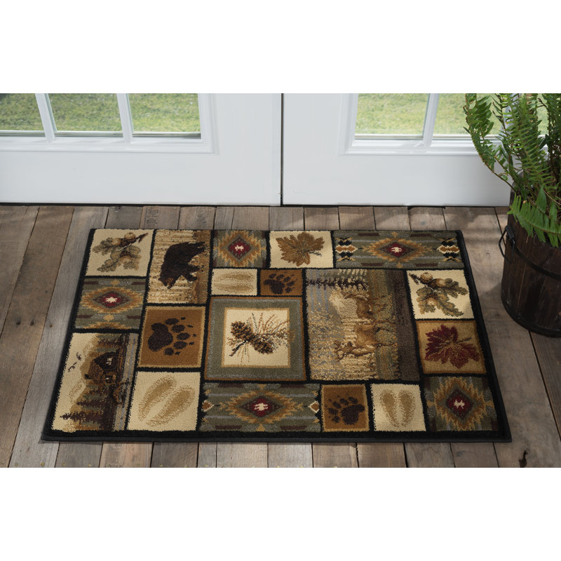 Tapis brun et beige de style Sud-Ouest, Rectangle 8 pi 9 po x 12 pi 3 po