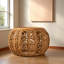 Table basse en rotin brun naturel bohémien Celine H 18,74 po x l 29,83 po x P 29,83 po