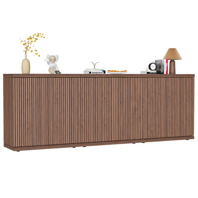 92.7'' W Sideboard Buffet Cabinet With Fluted Doors And Adjustable Shelves (Set of 3)