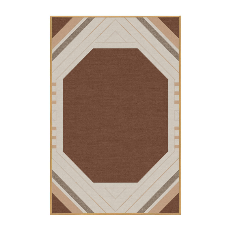 Tapis à motif géométrique Wynsum lavable à la machine - brun clair, 3 X 5